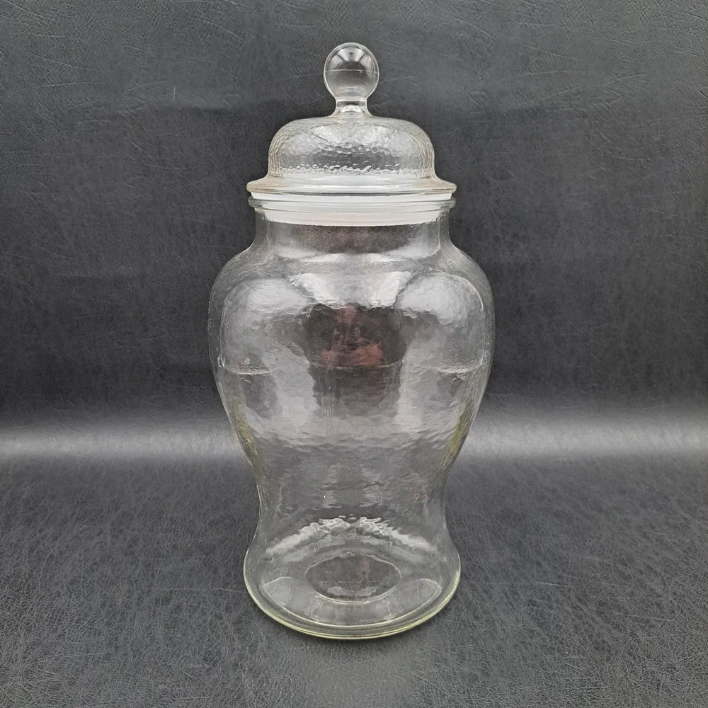 Clear Hammered Glass Apothecary Jar with Lid Airtight Ginger Jar Canister